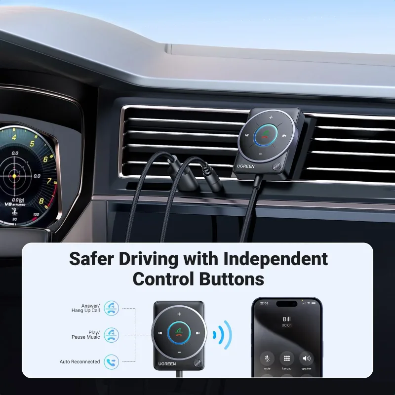 UGREEN Aux Bluetooth 5.4-adapter for bil (2024, nyeste)