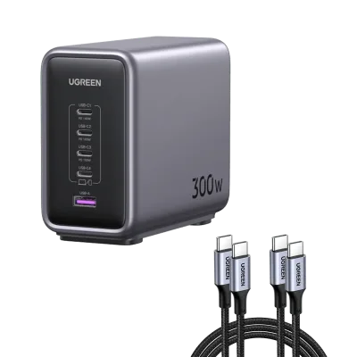 (Paket) Nexode 300W laddare + 6,6FT 100W USB-C-kabel 2-pack
