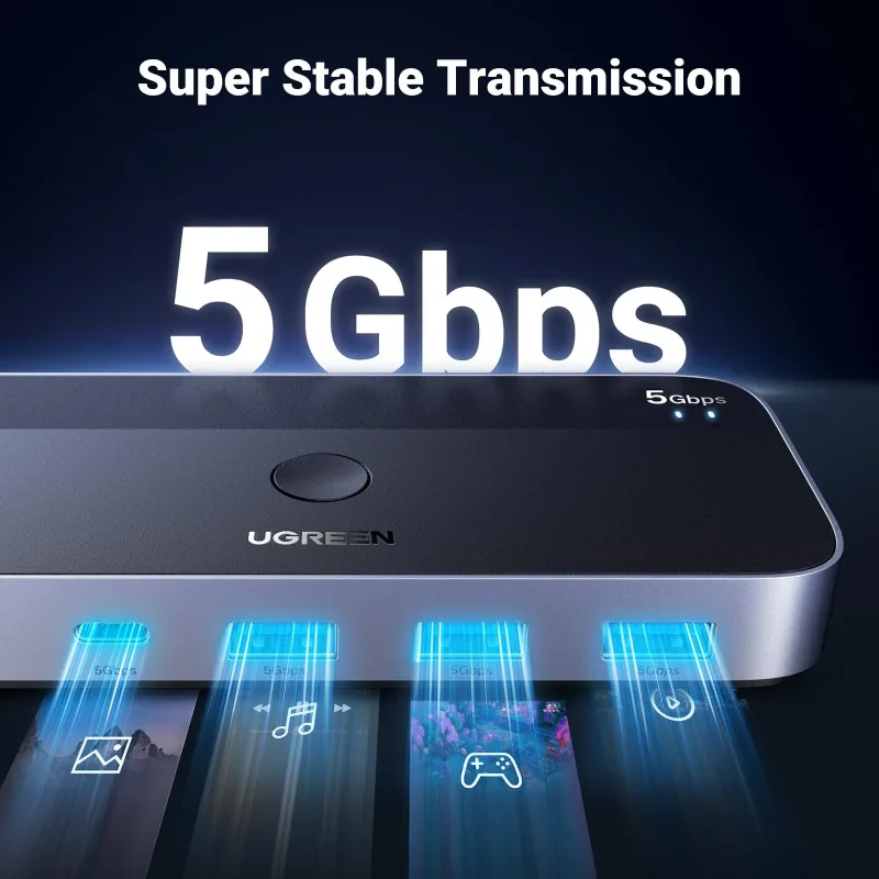 UGREEN Switch USB 3.0 pour partager des périphériques USB C et A entre 2 ordinateurs