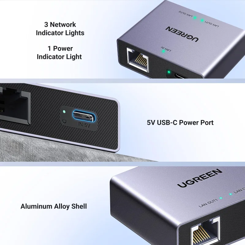 UGREEN Splitter Ethernet 1 a 2