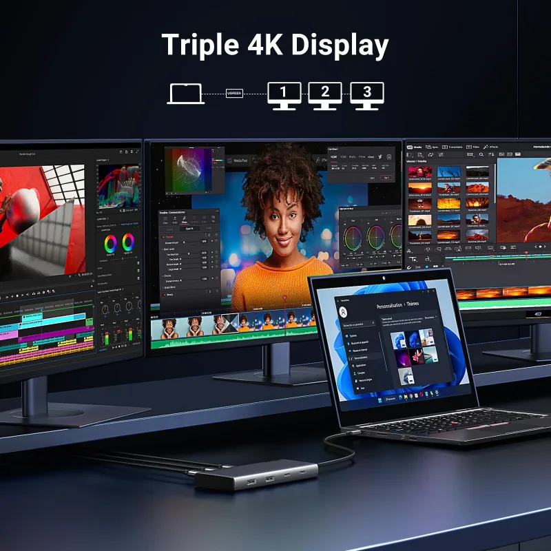 UGREEN 8-in-1 USB-C dockingstation met dualmonitor