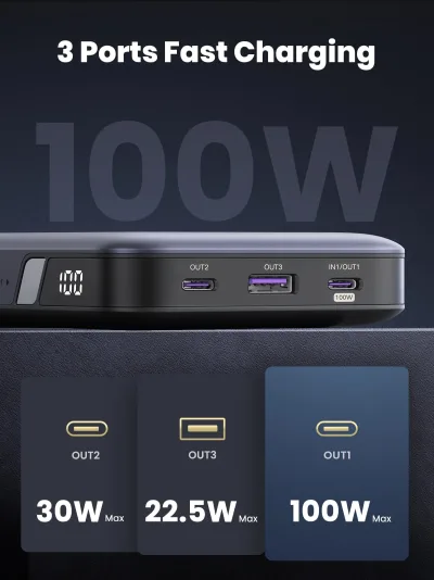 (Bundle) 100W 20000mAh Powerbank + 3,3FT 100W USB-C Kabel 2er-Pack