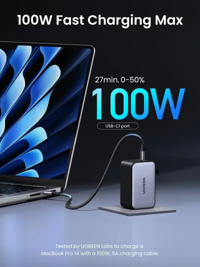 Chargeur UGREEN Nexode 100W 3 ports avec prise pliable
