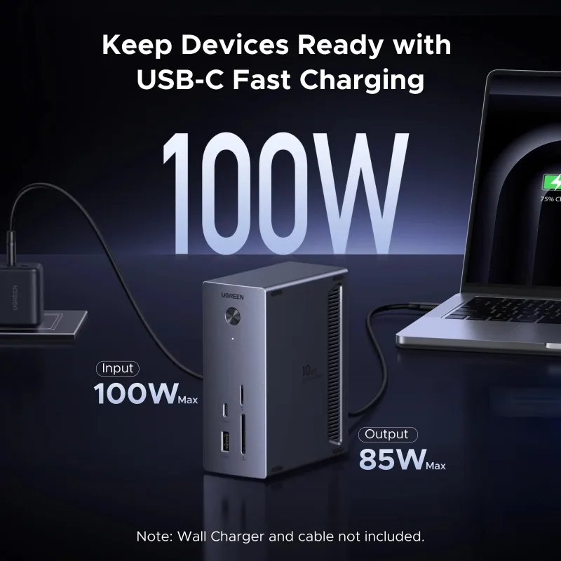 Hub USB-C 10 en 1 UGREEN con carcasa SSD - HDMI 4K y PD 100W