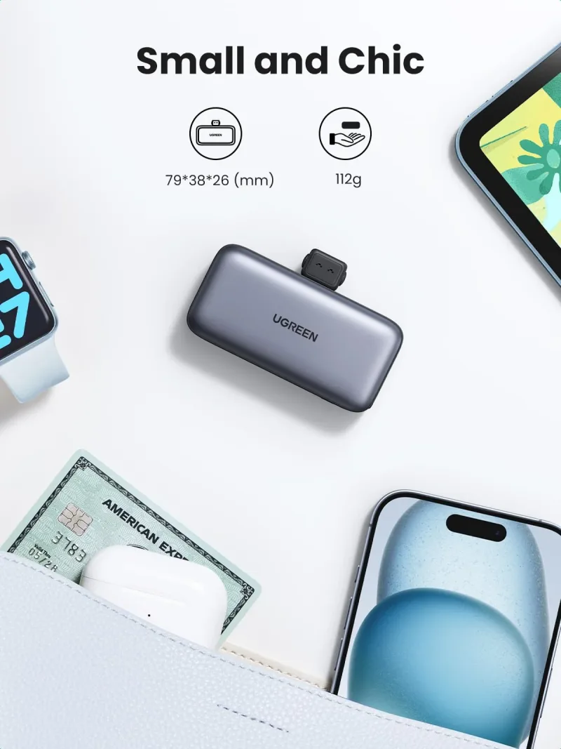 UGREEN 5000mAh USB-C 보조배터리 (케이블 포함)