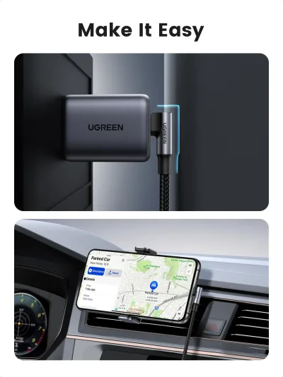 UGREEN 100W USB-C-kabel 90 graders Type-C-laddningskabel 10FT