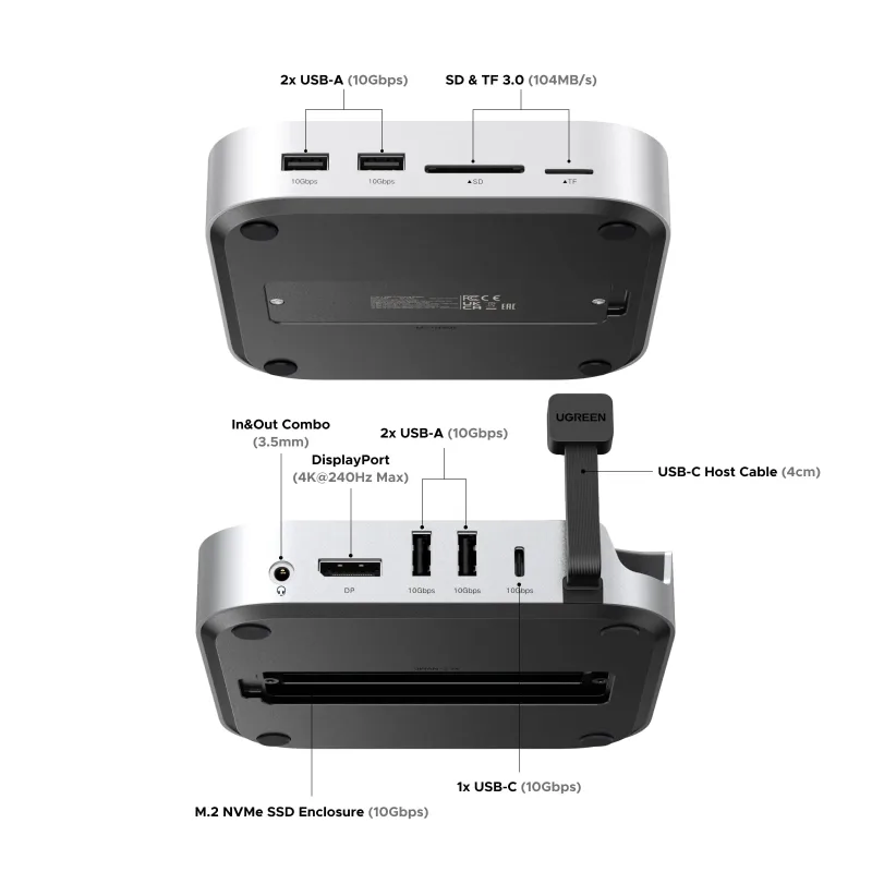 UGREEN Mac mini M4 Dock med 4K144Hz DisplayPort och SSD-hölje