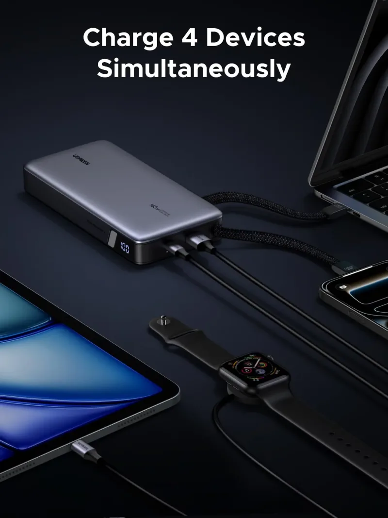 UGREEN Nexode Power Bank 25000mAh 165W med indbyggede kabler