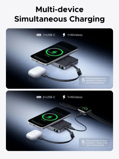 UGREEN MagFlow Pro 10000mAh Qi2 25W Magnetic Power Bank with Liquid Cooling