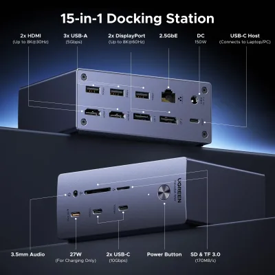 UGREEN 16-i-1 Dockingstation til 4 skærme