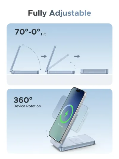 UGREEN MagFlow 2-in-1 자기 무선 충전기 25W (MagSafe 호환)