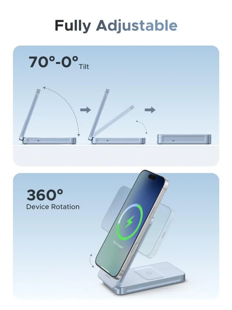 UGREEN MagFlow 2-in-1 자기 무선 충전기 25W (MagSafe 호환)