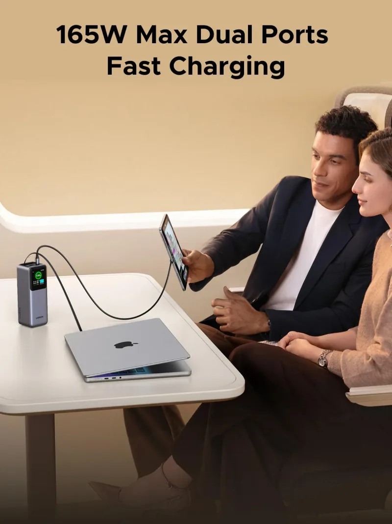 (번들) UGREEN Nexode 20000mAh 165W 보조배터리 + 100W 리트랙터블 USB-C 케이블
