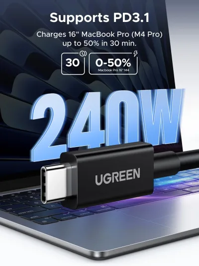 UGREEN Thunderbolt 5 USB-C-kabel, 80Gbps & 240W