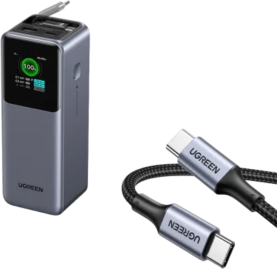 (Bundle) UGREEN Nexode 20000mAh 165W Power Bank + 2-Pack 100W USB-C Cables