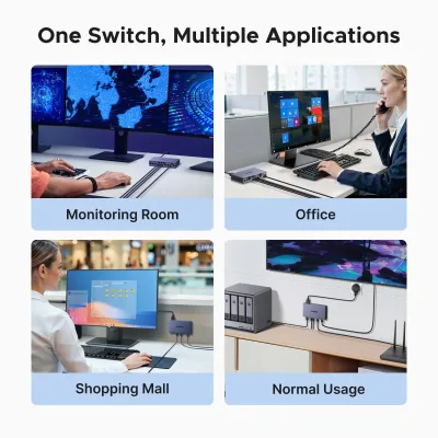 UGREEN Ethernet-switch, 10-port PoE-switch, 8 PoE+@60W og 2 Gigabit Uplink, Plug & Play, Auto/VLAN/Extend-tilstand, robust metal, netværkssplitter-hub til skrivebord eller vægmontering til overvågningskamera, IP-telefon