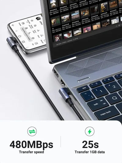UGREEN USB-C-kabel (100W, 90 grader)
