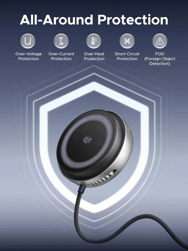 UGREEN MagFlow Pro Qi2 25W Pengisi Daya Magnetik dengan Pendingin
