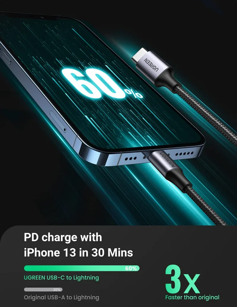 UGREEN 20W USB-C till Lightning-kabel 3,3 ft