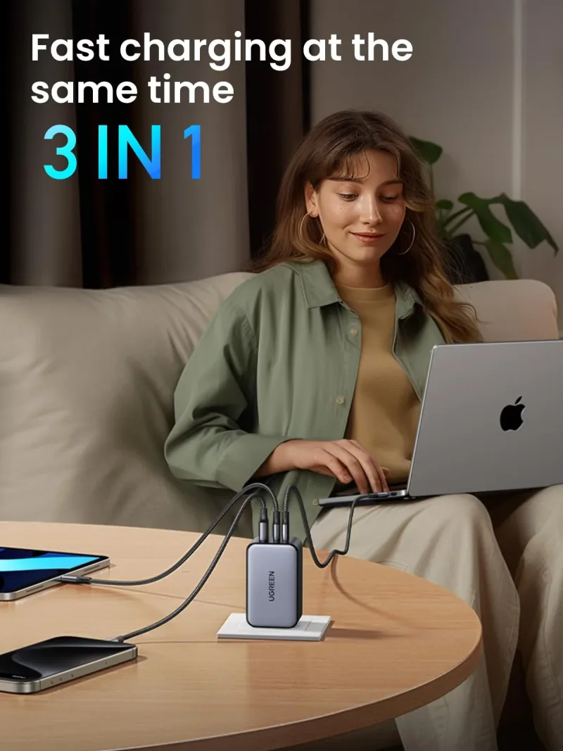 Chargeur UGREEN Nexode 100W 3 ports avec prise pliable