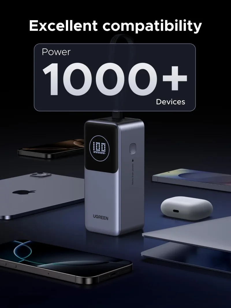 UGREEN Nexode Power Bank 20000mAh 130W with Built-in USB-C Cable