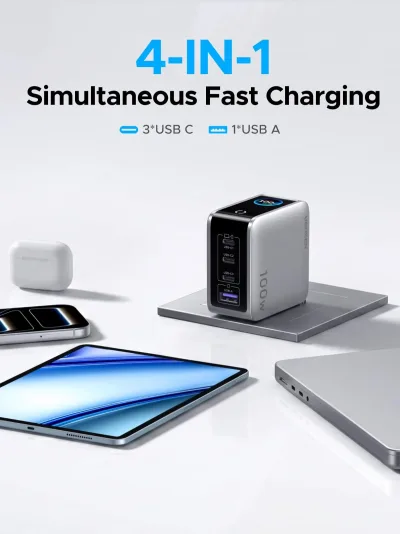UGREEN Nexode Pro 100W 4-Port GaN Ladegerät mit Smart Display
