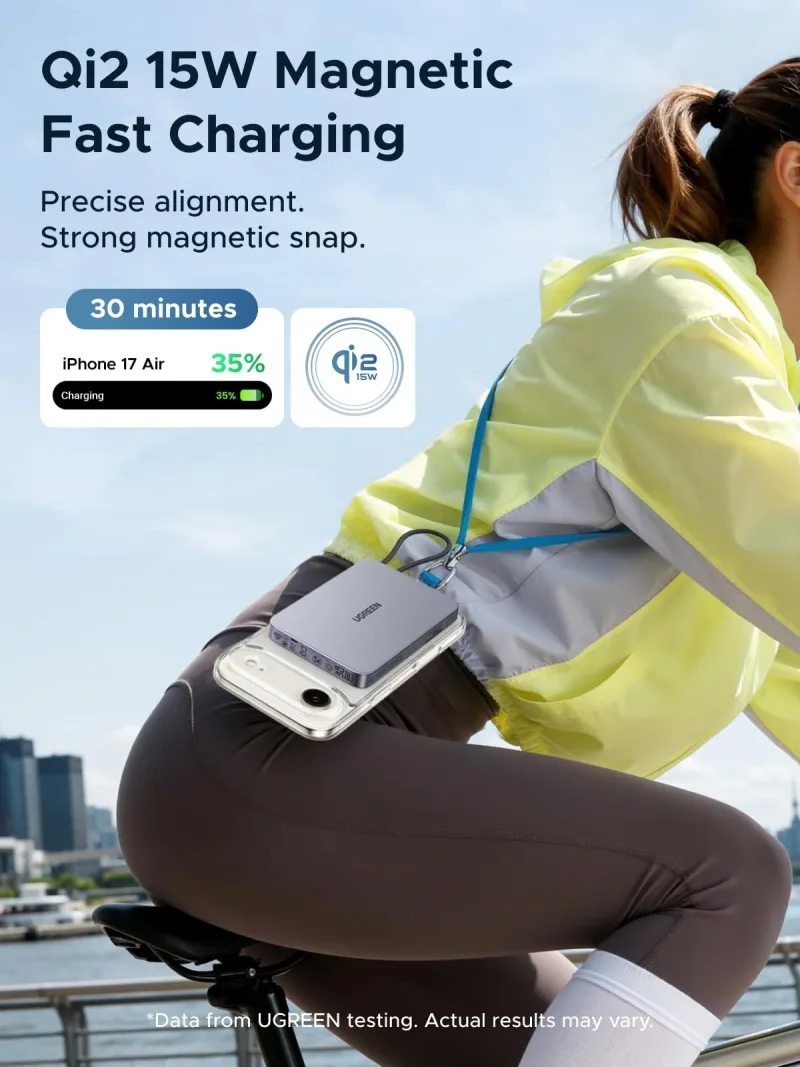 UGREEN MagFlow Air 磁気モバイルバッテリー（10000mAh、Qi2 15W）