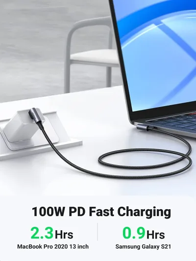 UGREEN USB-C-kabel (100W, 90 grader)