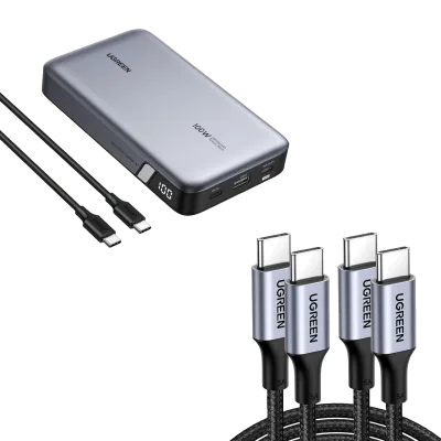 (Bundle) 100W 20000mAh Powerbank + 3,3FT 100W USB-C Kabel 2er-Pack