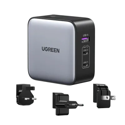 UGREEN Nexode 65W 3-Port Travel Charger with US/UK/EU Plug