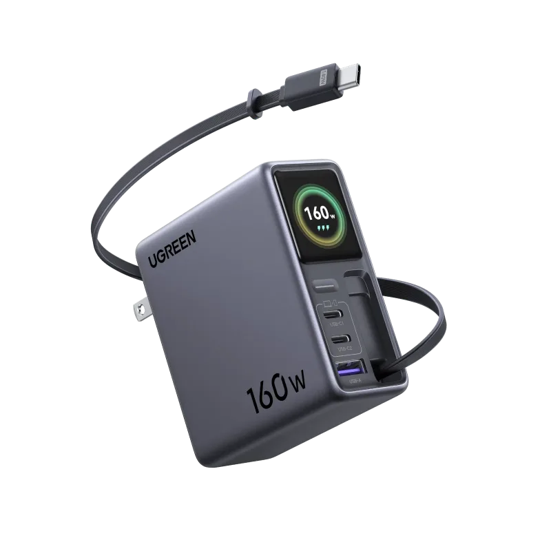 UGREEN Nexode Pro 160W Charger with Retractable USB-C Cable