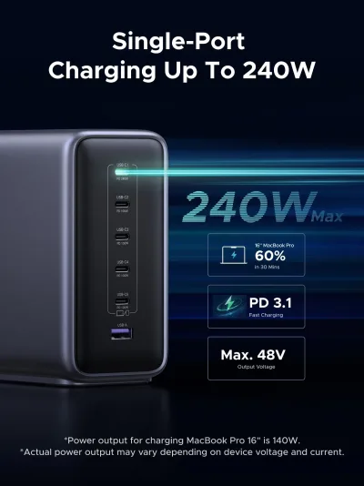 UGREEN 500W Desktop Charger + 240W USB-C-kabel