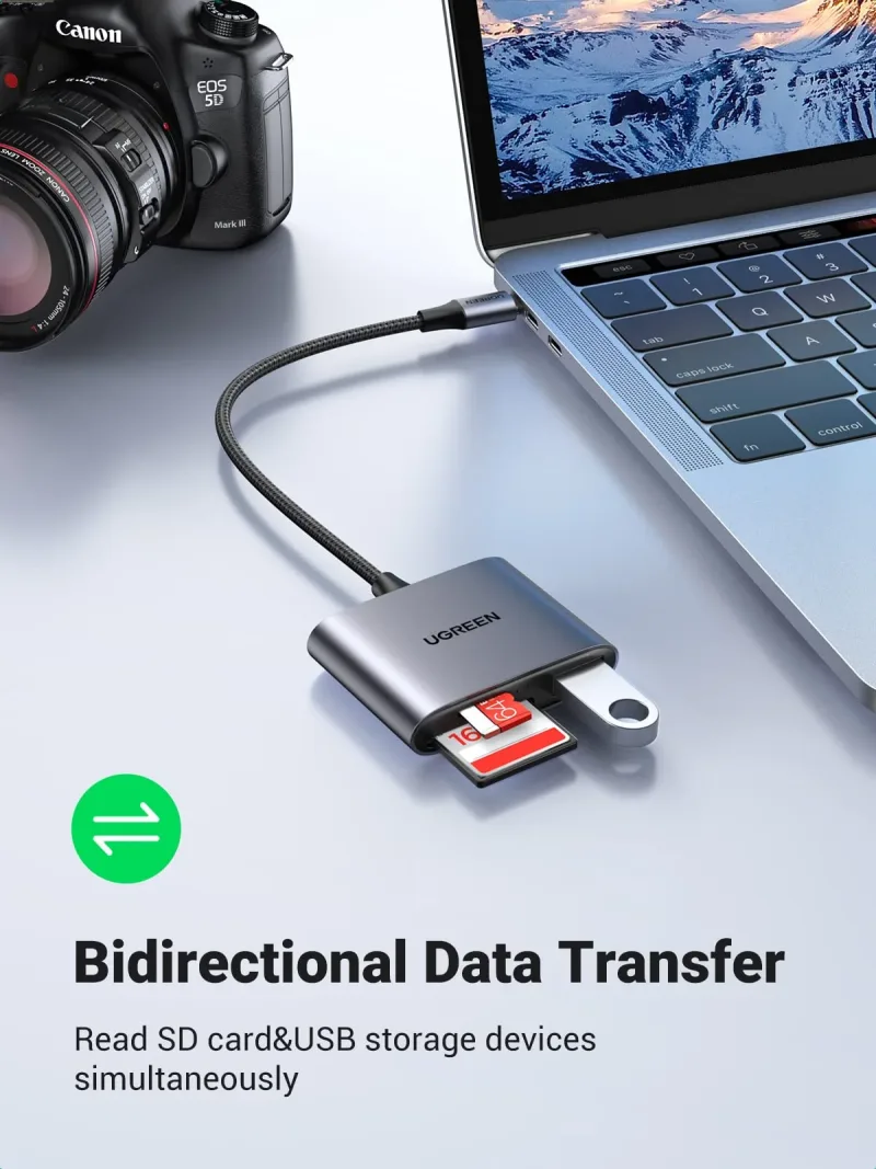 UGREEN 3-in-1 USB C SD-kaartlezer