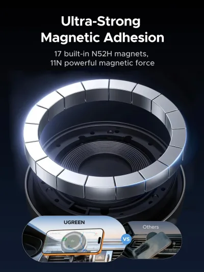 UGREEN MagFlow Pro Qi2 25W magneettinen autolaturi jäähdytyksellä
