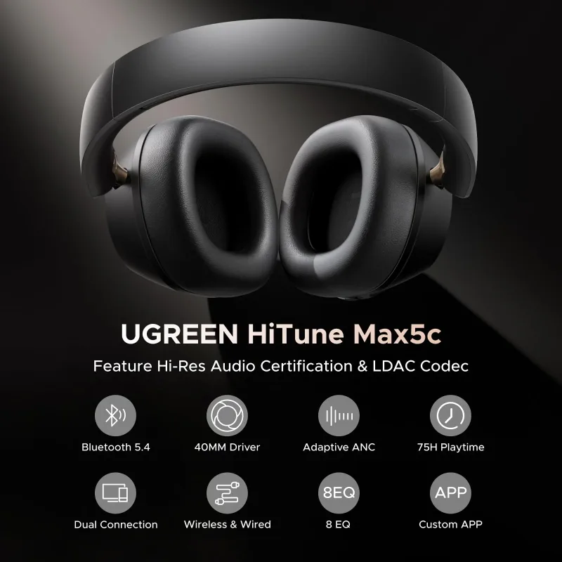 Słuchawki UGREEN HiTune MAX 5C (nauszne, z redukcją szumów, Hi-Res)