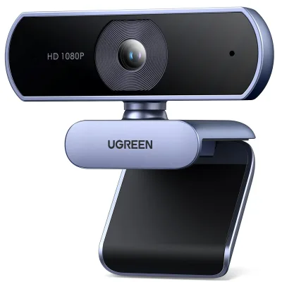 Webcam UGREEN, Webcam 1080P@30FPS con 2 microfoni con cancellazione del rumore, Plug and Play, correzione automatica della luce, webcam USB con campo visivo di 85°