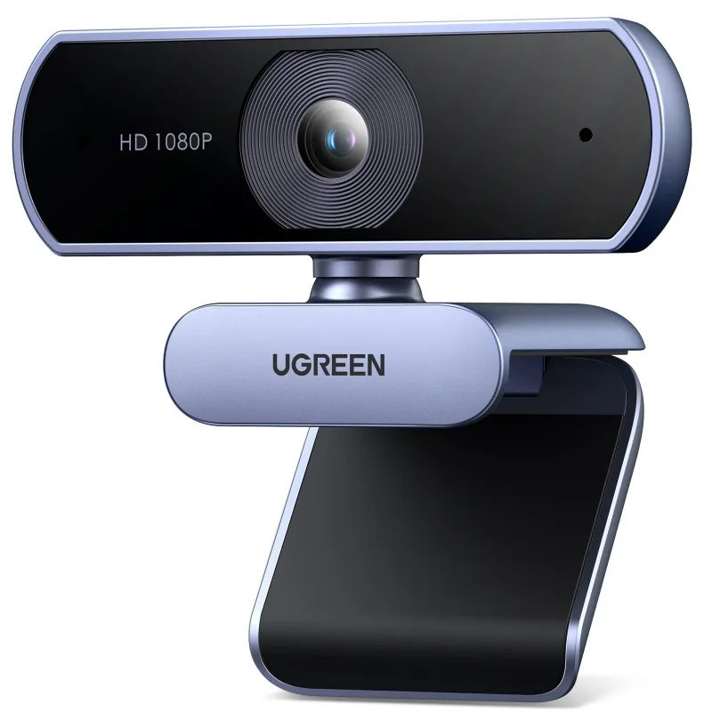 Webcam UGREEN, Webcam 1080P@30FPS con 2 microfoni con cancellazione del rumore, Plug and Play, correzione automatica della luce, webcam USB con campo visivo di 85°