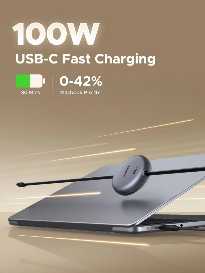 UGREEN Nexode 伸縮 USB-C 充電線 100W