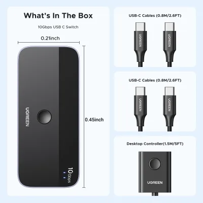 UGREEN Switch USBC - 2 puertos, 4 x USB 3.2, datos a 10 Gbps