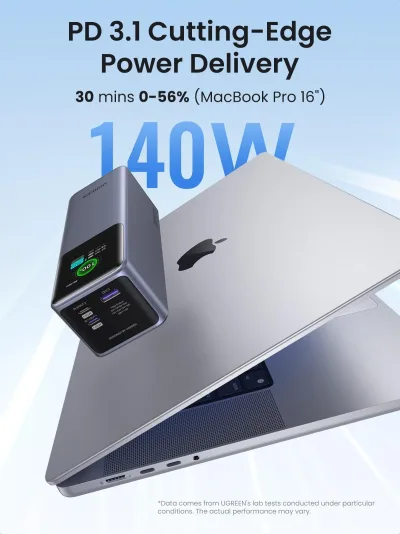 UGREEN Nexode Powerbank 25000mAh 200W met slim digitaal display