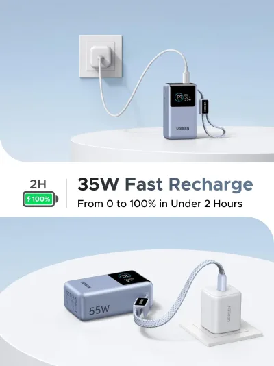 UGREEN Nexode Pro 行動電源 10000mAh 45W 連內置充電線