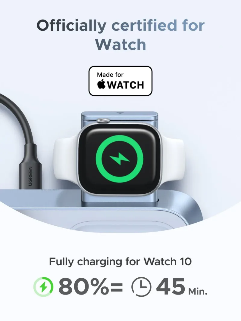 UGREEN MagFlow 3-in-1 -magneettilaturi (Qi2 25W, MagSafe-yhteensopiva)